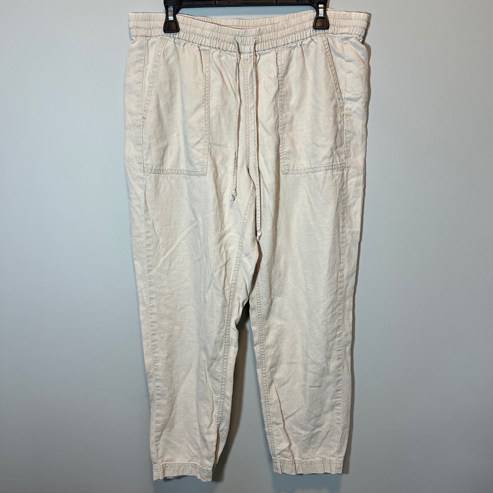 J. Crew Seaside Linen Blend Drawstring Pant Oatmeal Beige BF487 Women's Medium